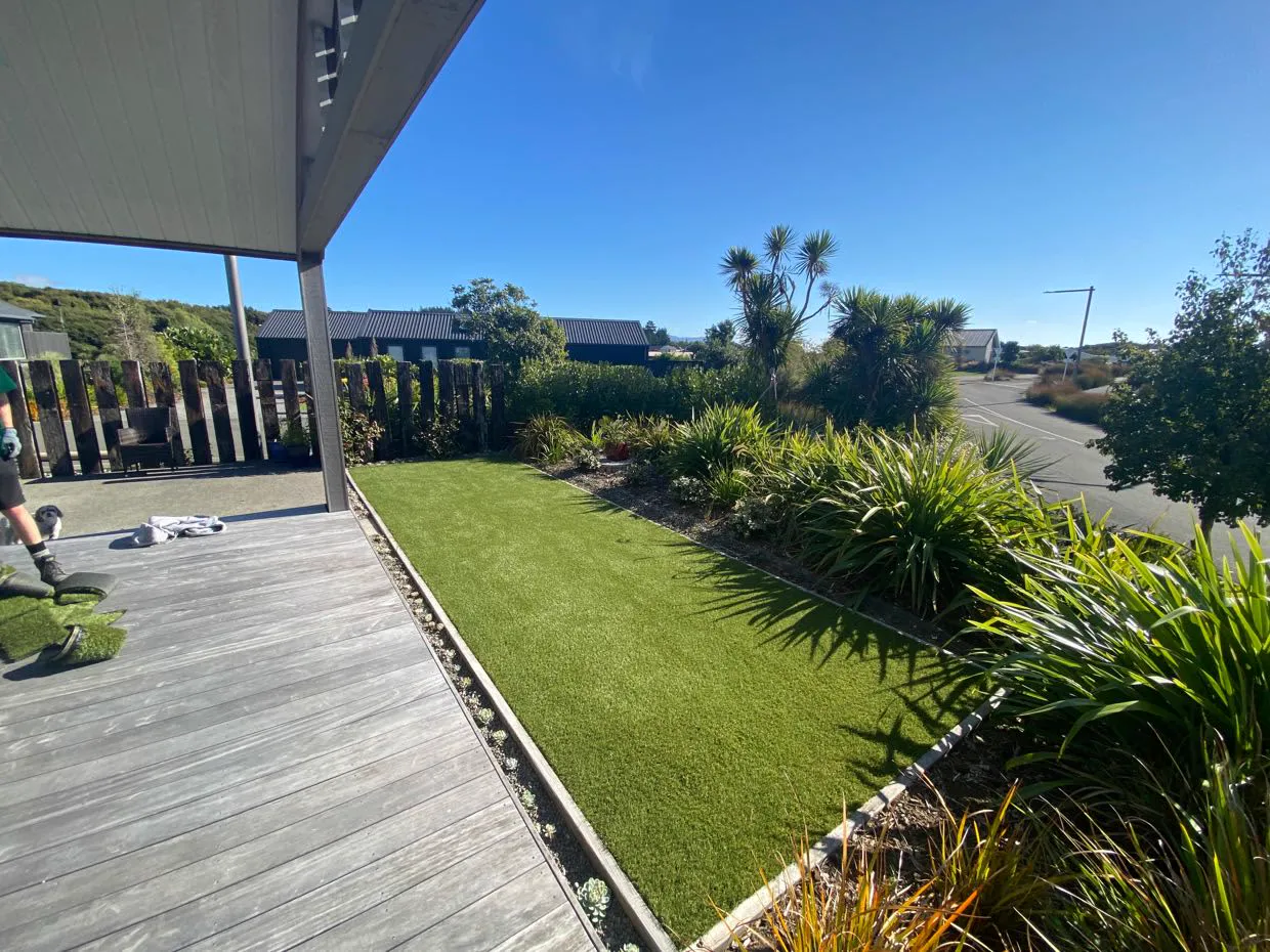Lush green lawn installed by Lawn Pro Solutions in Kapiti Coast
